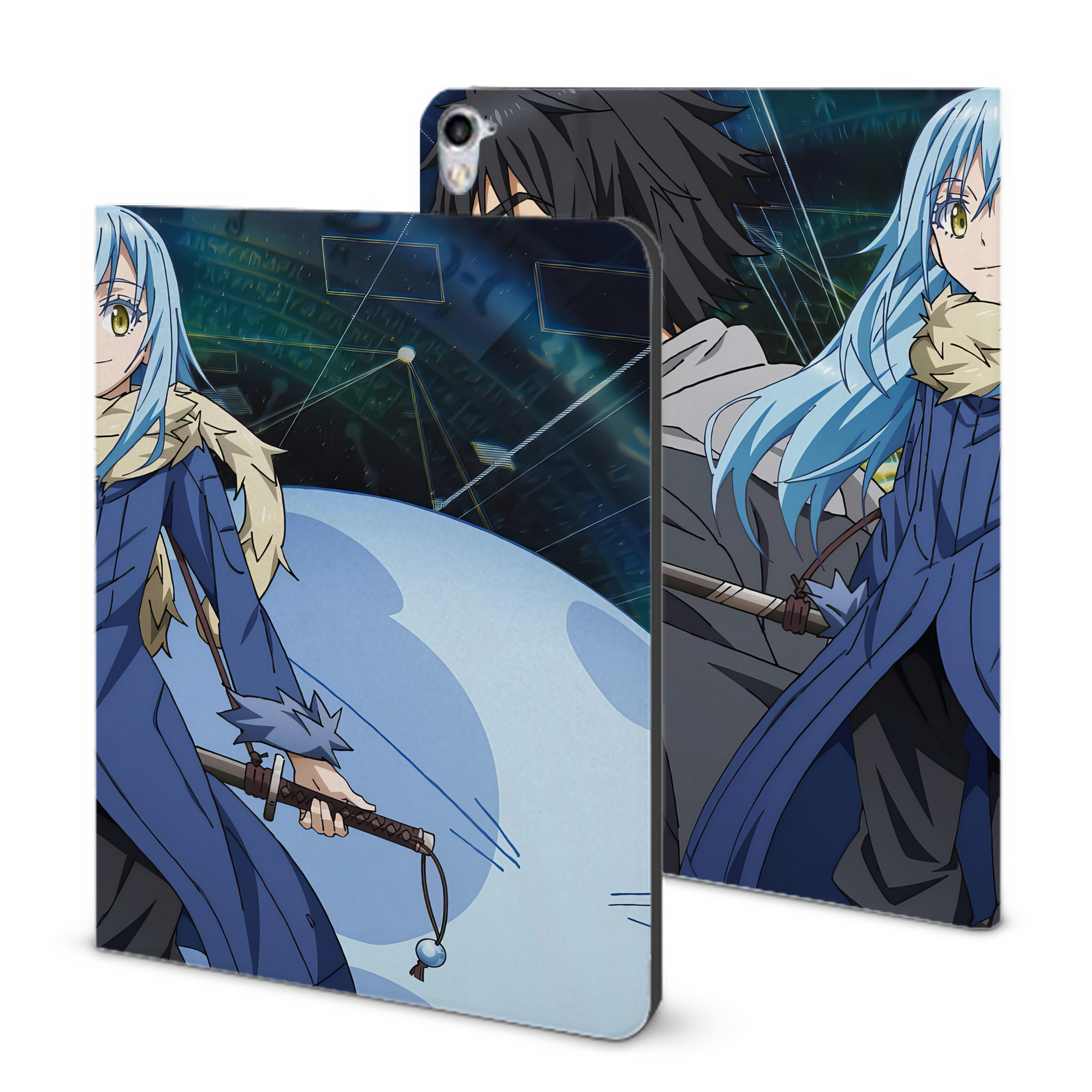 （画像用） 転スラ Regarding Reincarnated to Slime IPad ケース ブック型 PUレザー TPU 耐衝撃 軽量 薄型 ペン収納なし 全面保護 IPad 各モデル対応